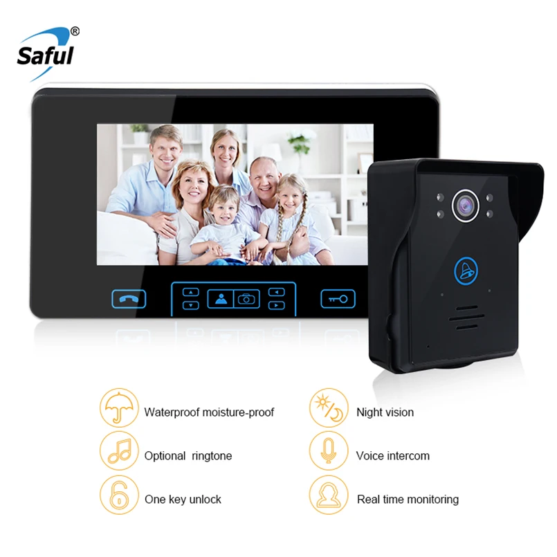 Saful Новые 7 дюймов двухстороннее видео домофон Системы ночного видения