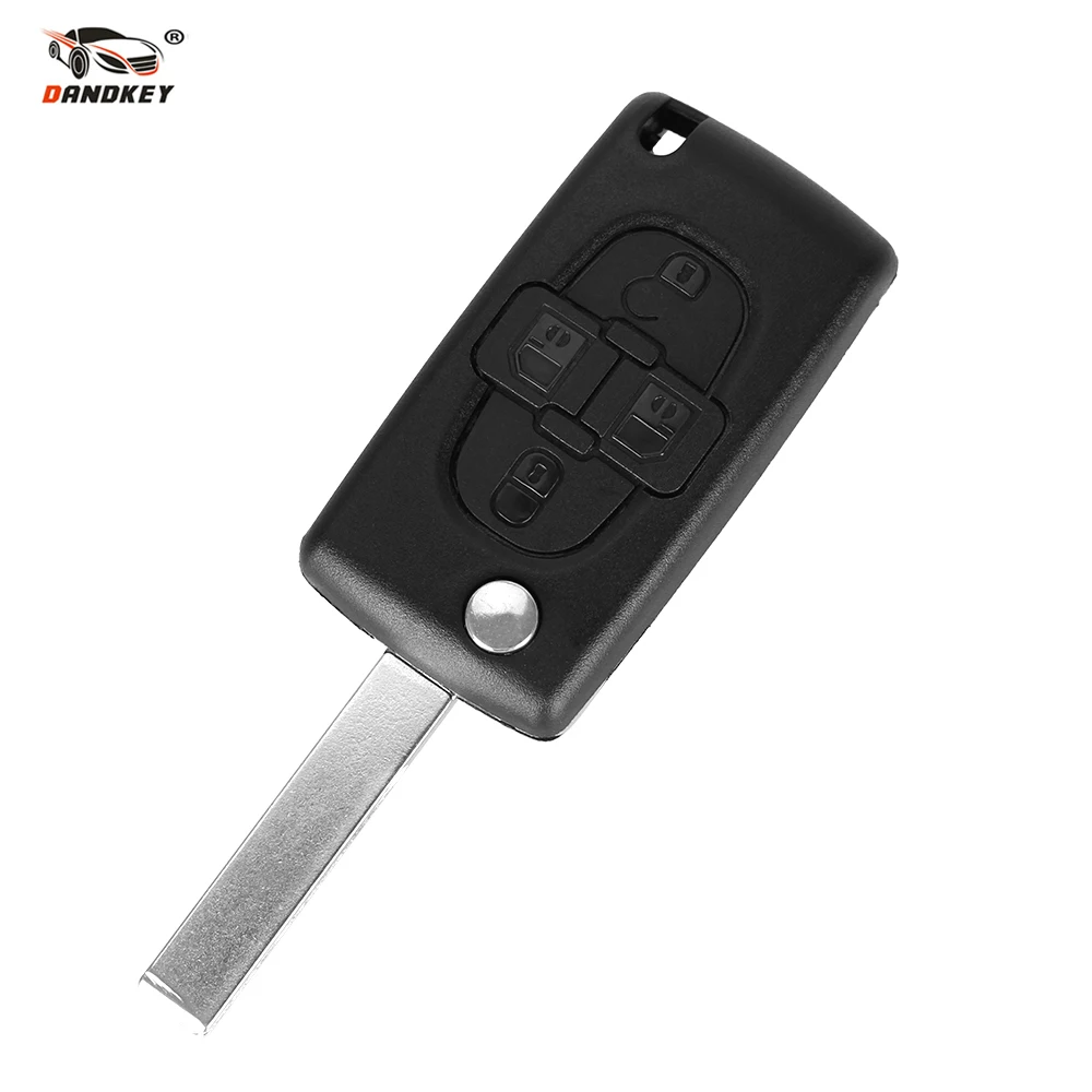 Dandkey для Peugeot 1007 4 кнопочный флип ключ дистанционный брелок KF24/1P VA2 лезвие и без