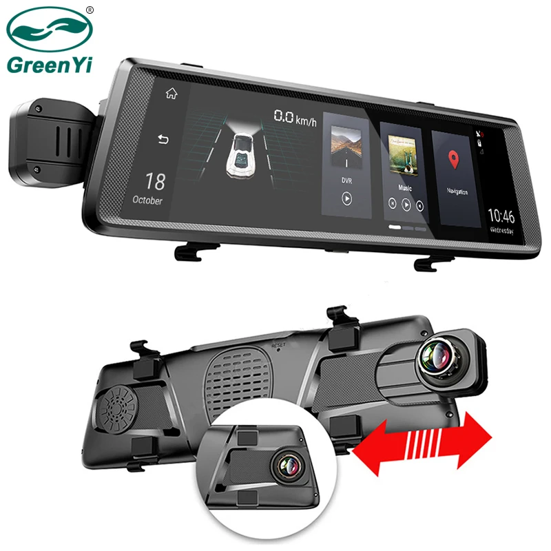 

GreenYi 10" IPS Full Touch Screen DVR Mirror Monitor with Rear Camera Car Android 5.1 GPS Navi 4G ADAS Bluetooth WIFI 1080P