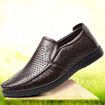 

Simple classic 2019 factory direct hollow explosion hole hole sandals solid color leather breathable wear casual shoes men