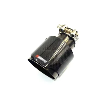 

Glossy Carbon fiber Black stainless steel universal Auto exhaust tip tailtip end pipe Dual Twins