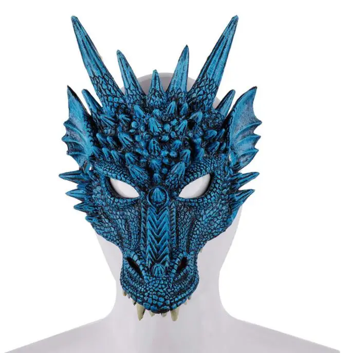 Синий Mardi Gras PU вспененный 3D животное Лун китайский дракон костюмная Маска Косплей Рождество Хэллоуин Карнавал вечерние для мужчин и женщин - Цвет: Синий