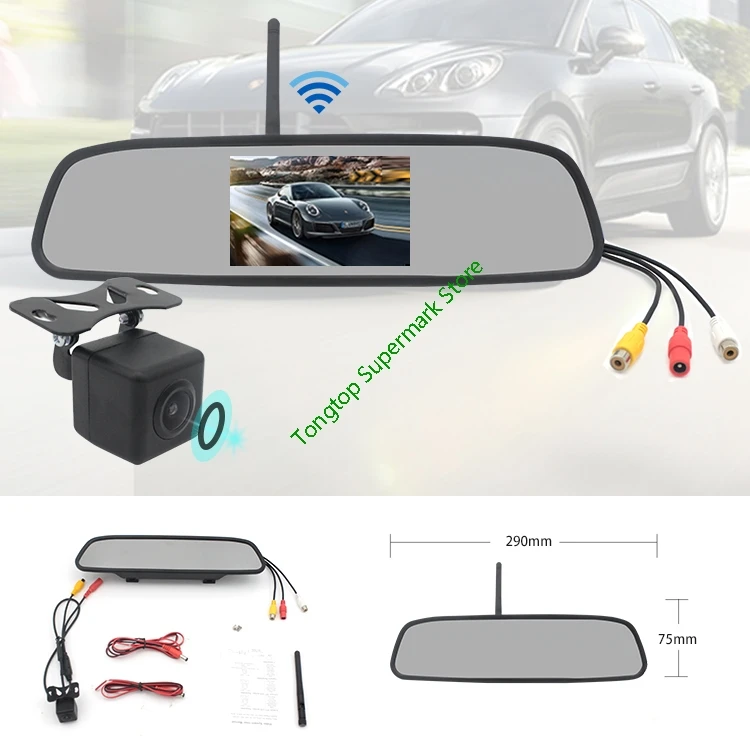 

Wireless Car Rear View Kit 4.3inch LCD Mirror Monitor With HD Backup Rear View Camera