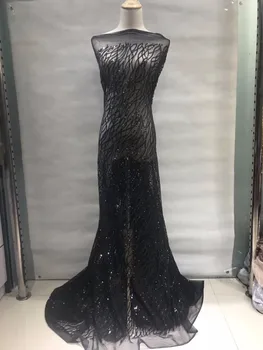 

top quality sequins French net lace J-53124 tulle lace fabric for bridal embroidered lace fabric