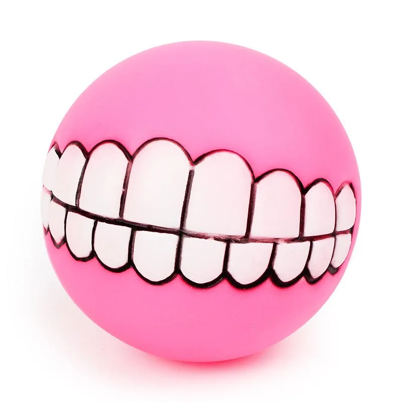 

Pet Squeaky Toy Dog Ball Teeth Funny Silicone Chew Squeaker Sound Dogs Play Toys LBShipping
