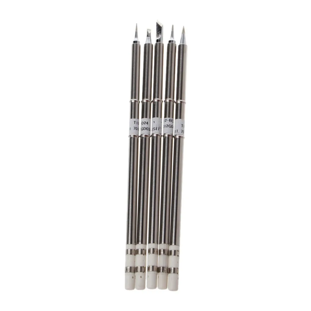 5 Pcs T12 Series Solder Iron Tips For Hakko FX951 BAKON 950D Soldering Station Welding Tips 5 Pcs T12 Series Solder Iron Tips For Hakko FX951 BAKON 950D Soldering Station Welding Tips