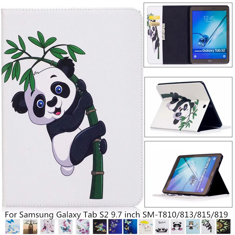 Tab S2 SM T810/813/815/819 чехол с рисунком панды Совы PU кожаный подставка для Samsung Galaxy 9 7