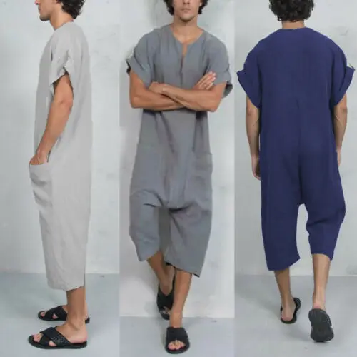 

2019 Brand New Style Men's Casual Summer Zipper Leisure Loose Overall Long Jumpsuit Romper Trousers