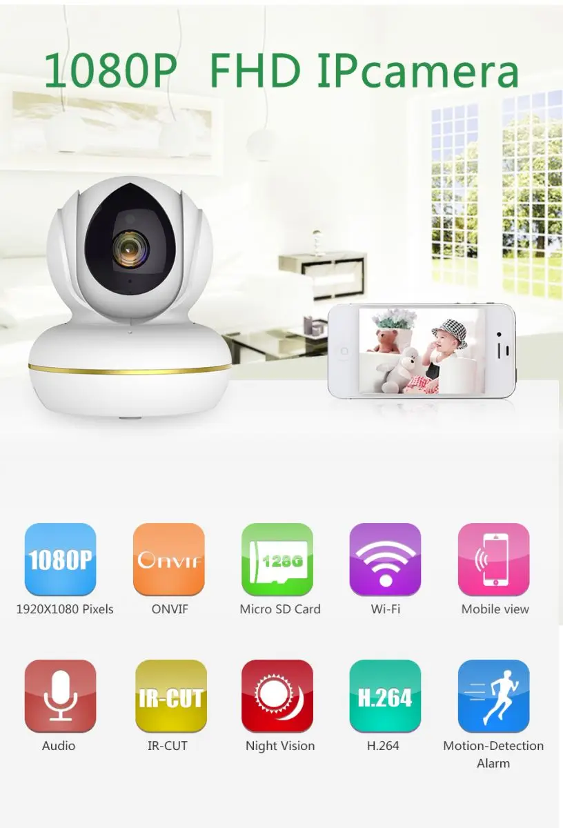 Wireless Intercom C22S 1080P smart camera with motion detection Security 2MP IP Camera Wireless P2P Baby Monitor