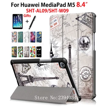 

Case For Huawei MediaPad M5 8.4'' SHT-AL09 SHT-W09 Smart Cover Funda Tablet PU Leather Folding Slim Flip Stand Shell +Film+Pen
