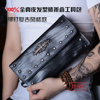 

Professional Barber Shop Supplies Leather Hair Scissors Bag Salon Hairdressing Tools Comb Storage Pouch Hair Clipper Bag B-28
