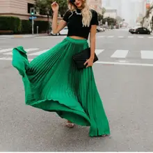 10 шт., весенние богемные плиссированные макси юбки, женские летние однотонные шифоновые длинные юбки с высокой талией, элегантные женские юбки-пачки