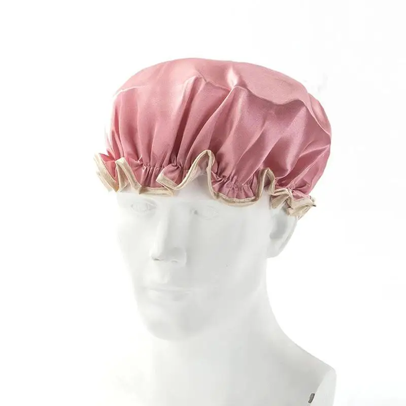 Satin Shower Cap Hat Lovely Thick Women Shower Satin Hats Double
