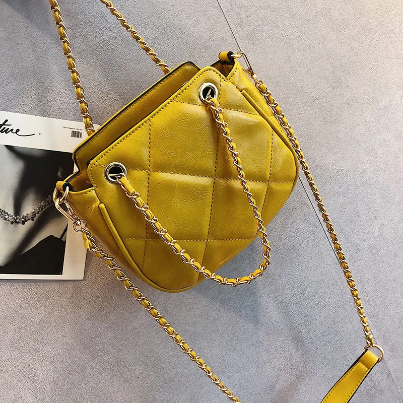 

Simple Wild Diamond Lattice Chain Small Bag Women Luxury New Crossbody Bag Quality Leather Female Shoulder Messenger Bags