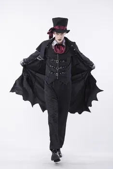 

Vampire Cosplay Costume Man Black Red Cos Halloween Stage Woman New Fashion Fit Figure Costume Drop Ship