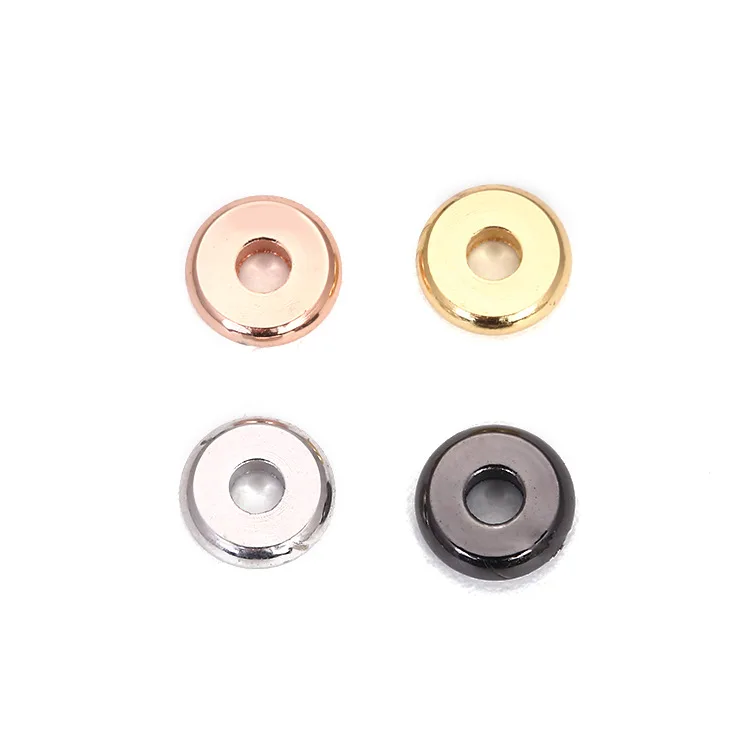 

100 PCS Metal Brass Gold Rhodium Rose Gold Gun Black Round Spacer Beads Flat Beads DIY Jewelry Components For Jewelry Making