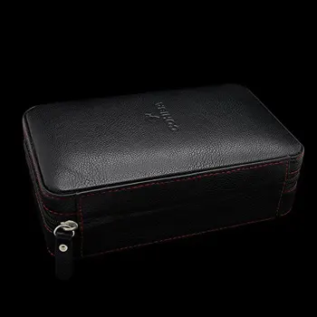 

NEW COHIBA Black Leather Cedar Cigar Case Humidor W/ Cutter Lighter 4 Count
