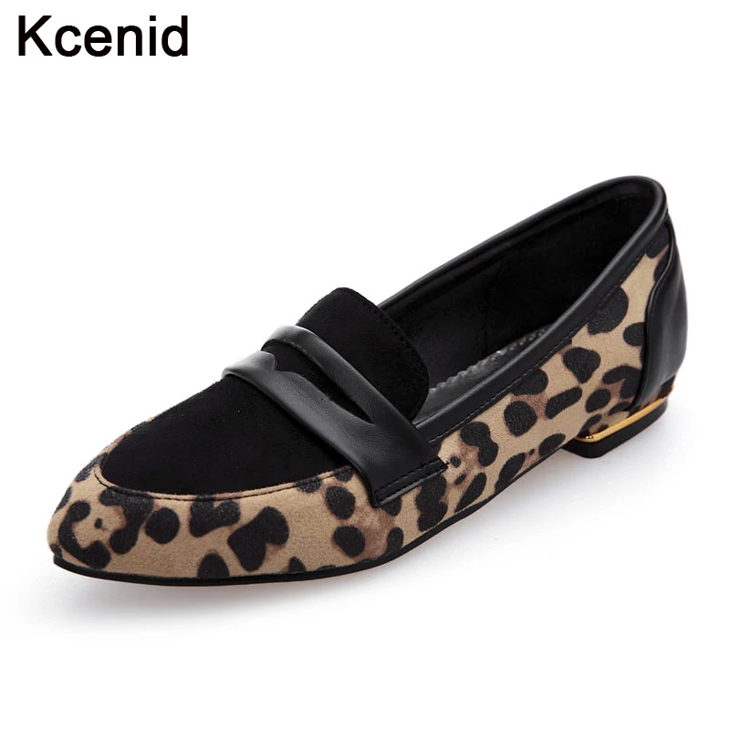 

Kcenid New autumn women leopard shoes flock ballet flats casual pointed toe shallow metal heeled womens flat shoe big size 30-48