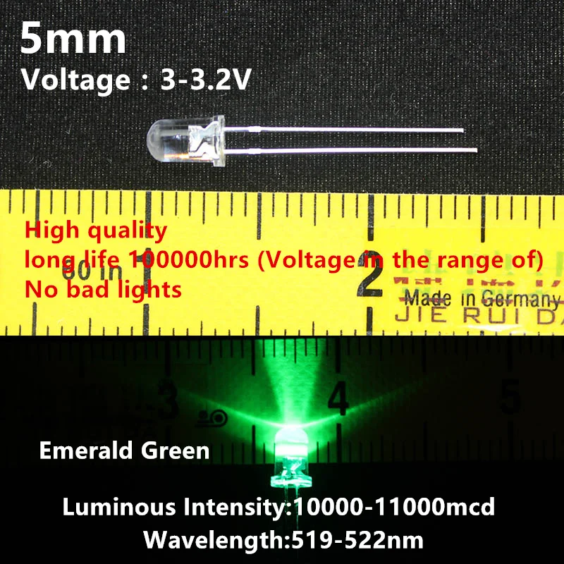 Бесплатная доставка Высокое качество 100 шт. 5 мм белый круглый супер яркий светодиодный emerale зеленый Emitting Diode свет Диоды 10000-11000mcd