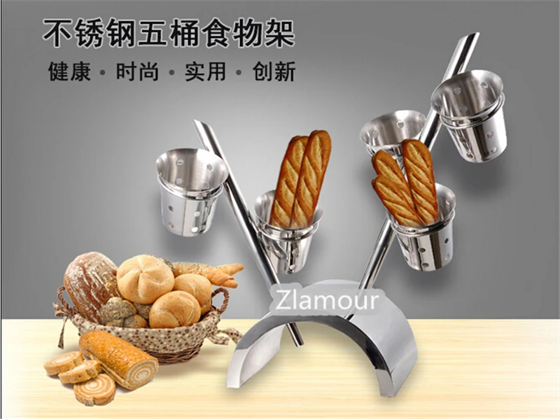 

The new stainless steel European Five barrels of food rack suits Buffet Bread Rack Large food display catering product chafer