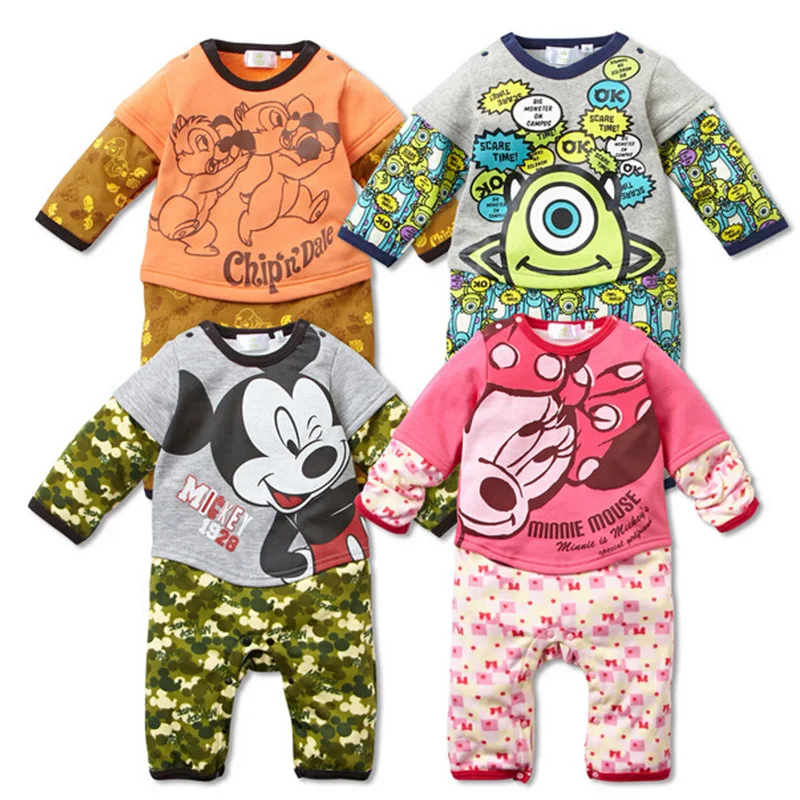 

Spring Newborn Baby Girl Boy Clothes Cartoon Printing Minnie and Mickey Long-sleeved Conjoined Baby Climbing Clothes Ropa Bebe