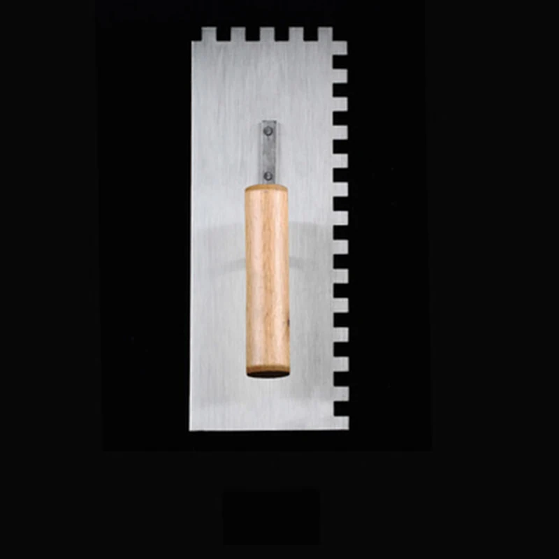 280X105 мм квадратный зуб Пилообразная шпатель плитка деревянная ручка строители каменщиков штукатурный ковш шпатель инструмент плитка каменщик инструмент