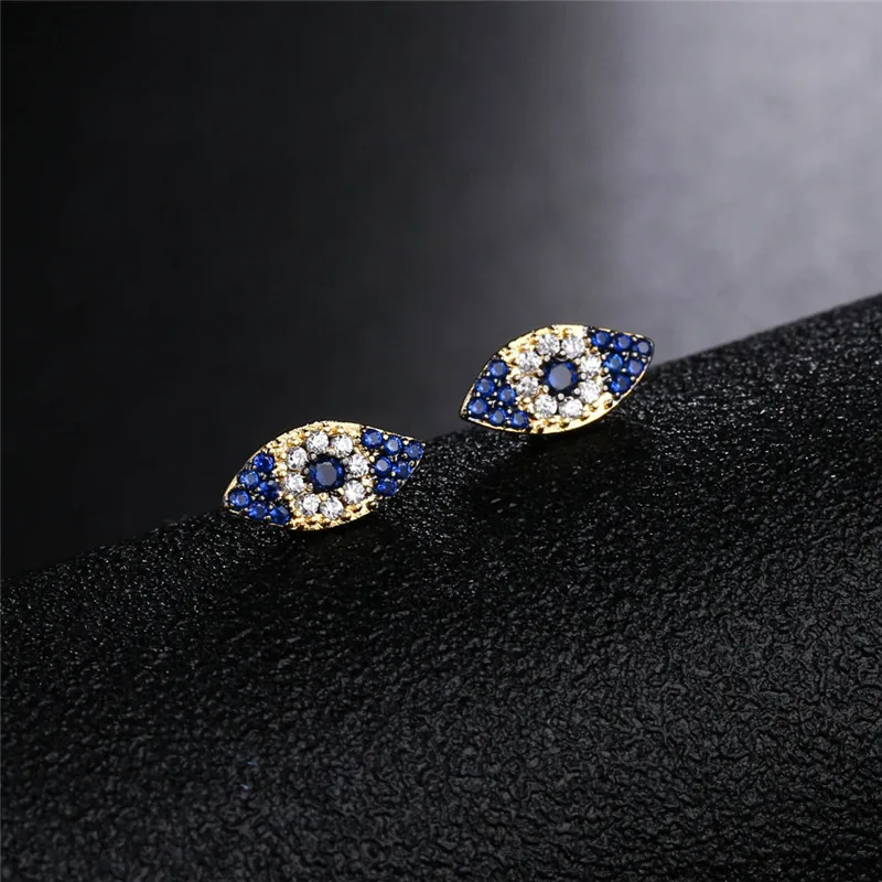 

ZEF 925 Sterling Silver Stud Earrings, elegant temperament, with zircon, lucky eyes. personality, simple ladies jewelry.