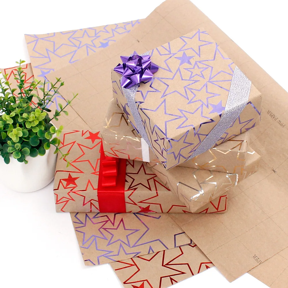 

50x70cm Christmas Multicolor Craft Paper Wrapping Paper Christmas Gift Packing New Year Gift Packing Material Home Decor 20pcs