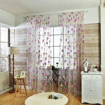

Floral Tulle Voile Curtain Rome Window Drape Panel Sheer Scarf Valance Curtain 37.4x78.7"