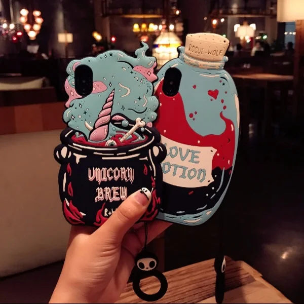 

Soft Cute Bottle Love Potion Unicorn Pattern Phone Case For iPhone X 8 7 Plus Case 6S 6 Silicone Cover For iPhoneX iX Capa