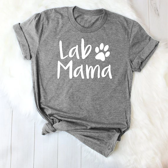 

Lab Mom Lab Mama Labrador Retriever Shirt Letters Printed Women O-Neck Casual Cotton Funny T-Shirt Cute Pet Lover graphic tees