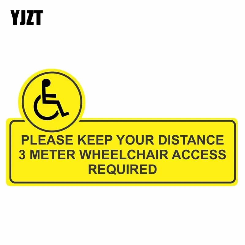 

YJZT 15.5CM*8CM Funny KEEP YOUR DISTANCE 3 METER WHEELCHAIR ACCESS REQUIRED Car Sticker Decal PVC 12-0854