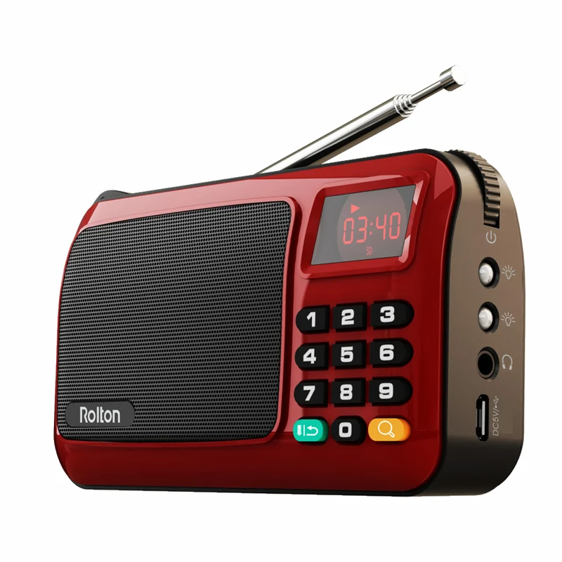 Мини Портативный FM радио Rolton W405 перезаряжаемый Ручной FM MP3 музыкальный плеер динамик USB TF радиоприемник с светодиодный дисплеем - Цвет: Red radio