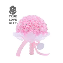 10 Цвета ручной работы, из пеноматериала с открытыми пальцами украшенные цветами и кристаллами для свадебных букетов романтическая роза для подружки невесты свадебные букет лента для свадьбы Mariage