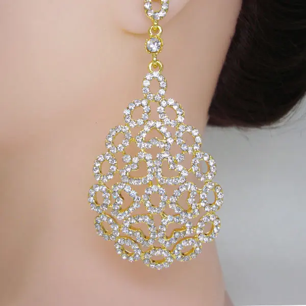 Fashion Bride Victorian Style Pattern Hollow Teardrops Pierced Fashion Bride Victorian Style Pattern Hollow Teardrops Pierced Earrings Austria Crystal Gold Tone In Stud From Jewelry Accessories On
