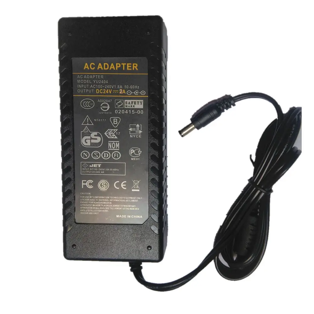 24 В 2A AC DC адаптер зарядное устройство для 5050 3528 Светодиодный свет CCTV 24V2A 48 Вт переключатель питания 5,5*2,5/2,1 мм с кабелем переменного тока