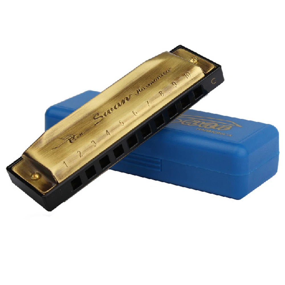 10 Hole Harp Bronze Harmonica 10 Holes C Tune Blues Harmonicain