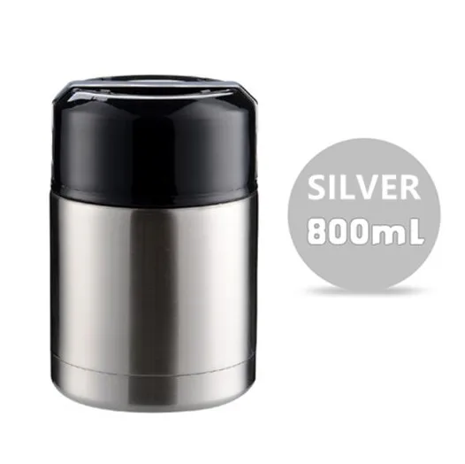 800ml Silver Большой объем, 600 мл/800 мл/1000 мл, термос, Ланч-бокс, портативный контейнер из нержавеющей стали для еды, супа, термосы, Термокружка - Цвет: 800ml Silver