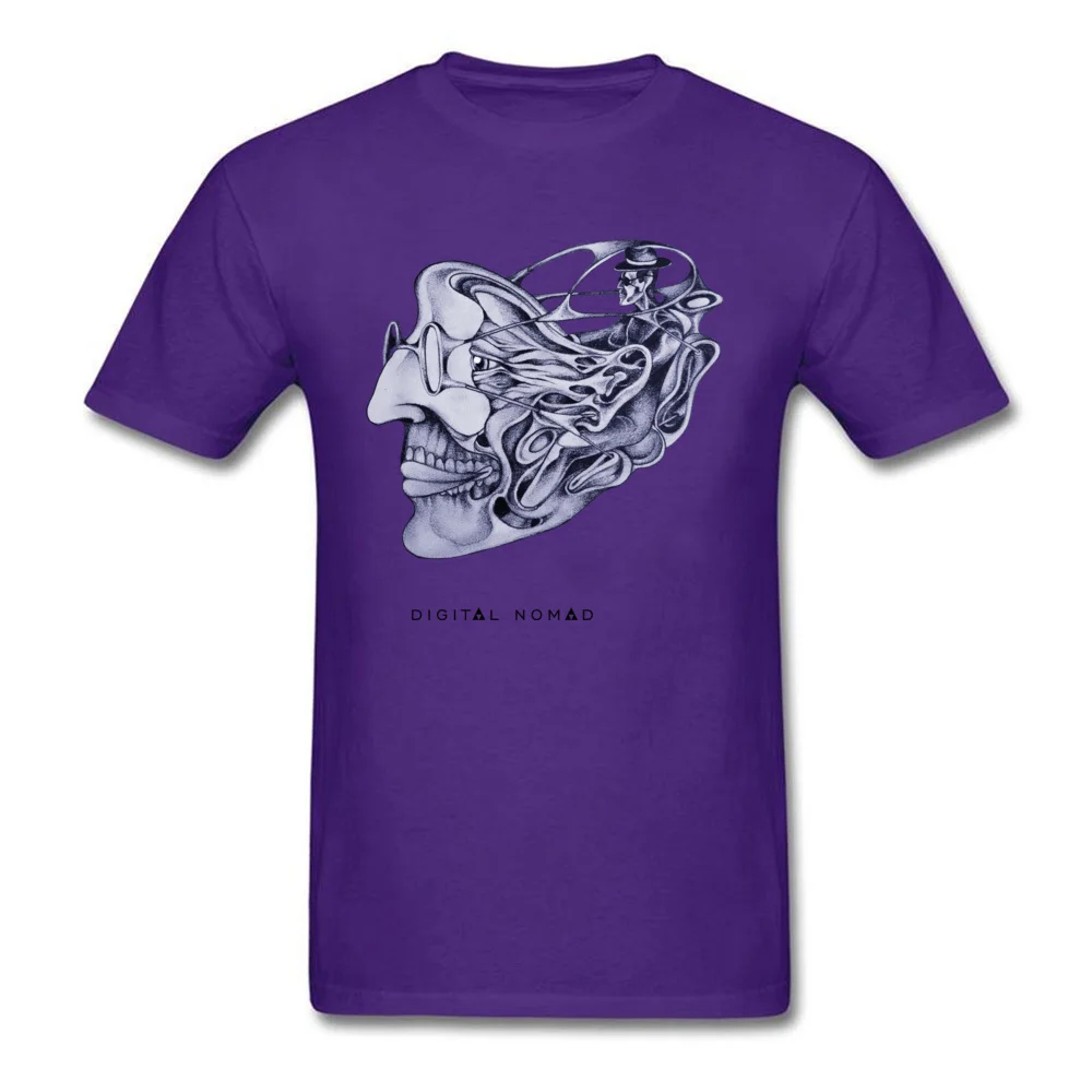 Brand DigitalnomadCoder Summer T-shirts O-Neck 100% Cotton Men Tops Tees Short Sleeve NEW YEAR DAY Summer Tee Shirt DigitalnomadCoder purple