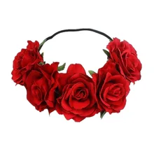 DIWONI Rose Hair Band Five Big Rose Wreaths Black Elastic Band Wedding Celebration Holiday Decorative Hairband Rose Hair Band cohiba big band