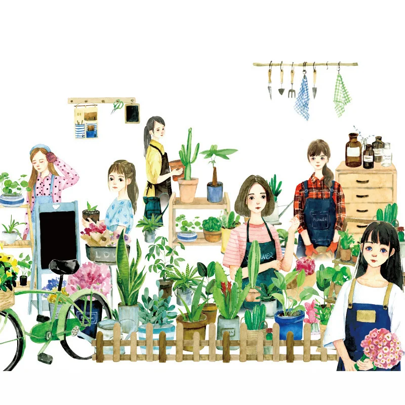 

Kawaii Flower Shop Potted Plants Cactus Washi Masking Tape Scrapbooking Stationery Sticker Gift Packing School Supplies for Kids