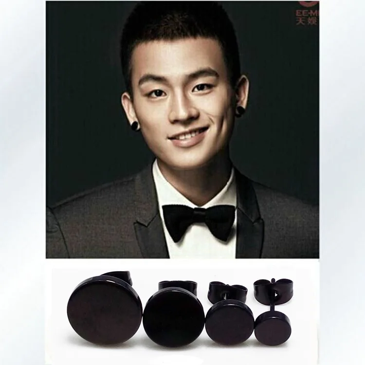 Online Hot Women Men Silver Rose Gold Black Round Ball Hot Fashion Men Punk Black Barbell Ear 6 8 10 12mm Studs