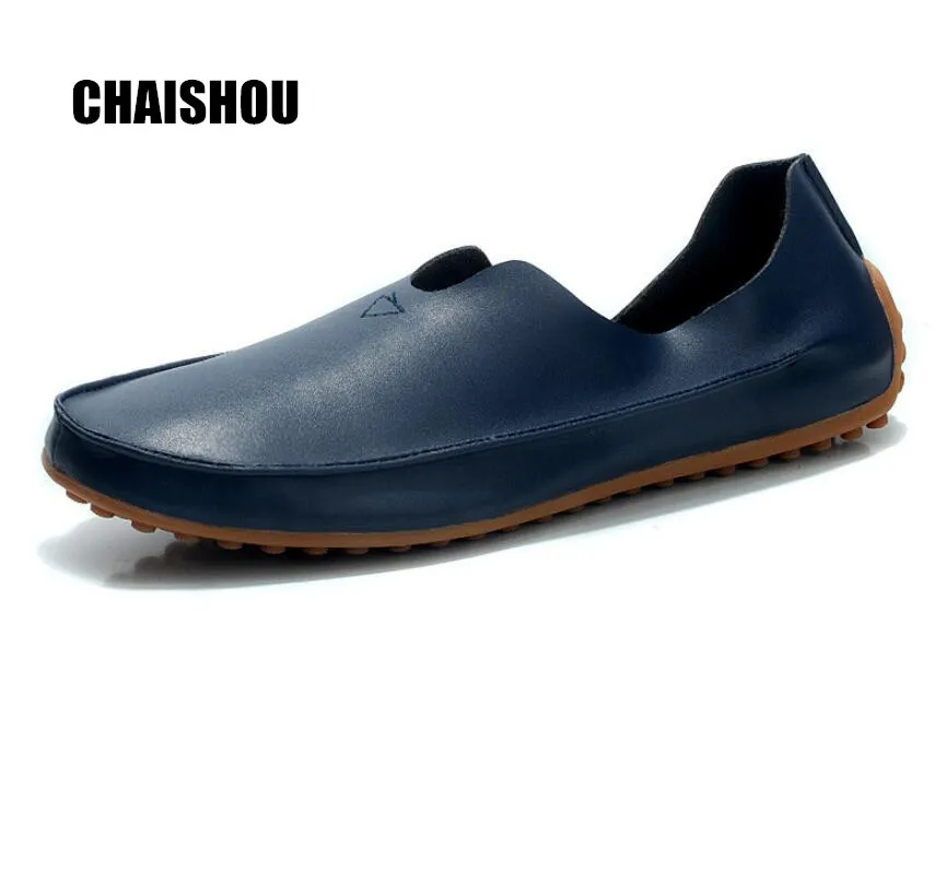 CHAISHOU man shoes Spring new leather genuine plus big size 36-47 slip-op Flats Casual Shoes Peas CS-85 | Обувь