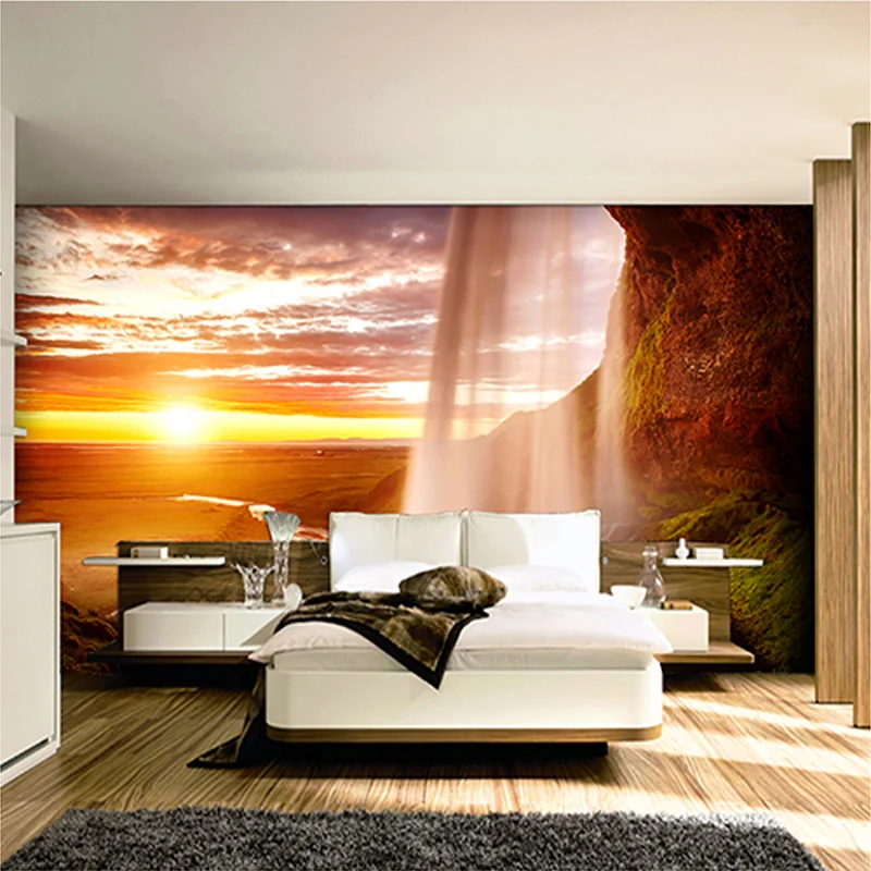 Пользовательские 3D фото стена Бумага природа пейзаж росписи Спальня Гостиная диван Задний план установка Защита от солнца водопад Пейзаж Уолл Бумага