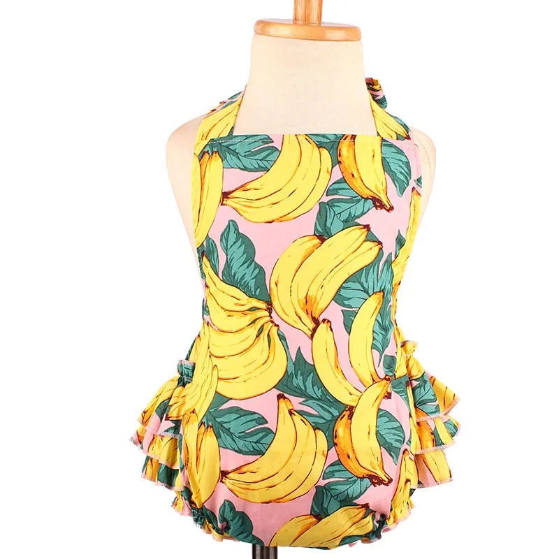 Sleeveless Infant Newborn Romper 2pcs Baby Girls Clothes Jumpsuit Banana Print New Summer Bandage Playsuit Sunsuit Outfits (1)
