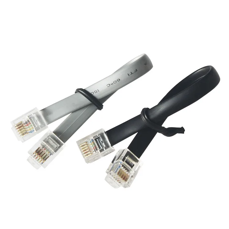 150cm Length 6p6c Cnc 6core Crystal Head Phone Jumper Flat Line Rj12