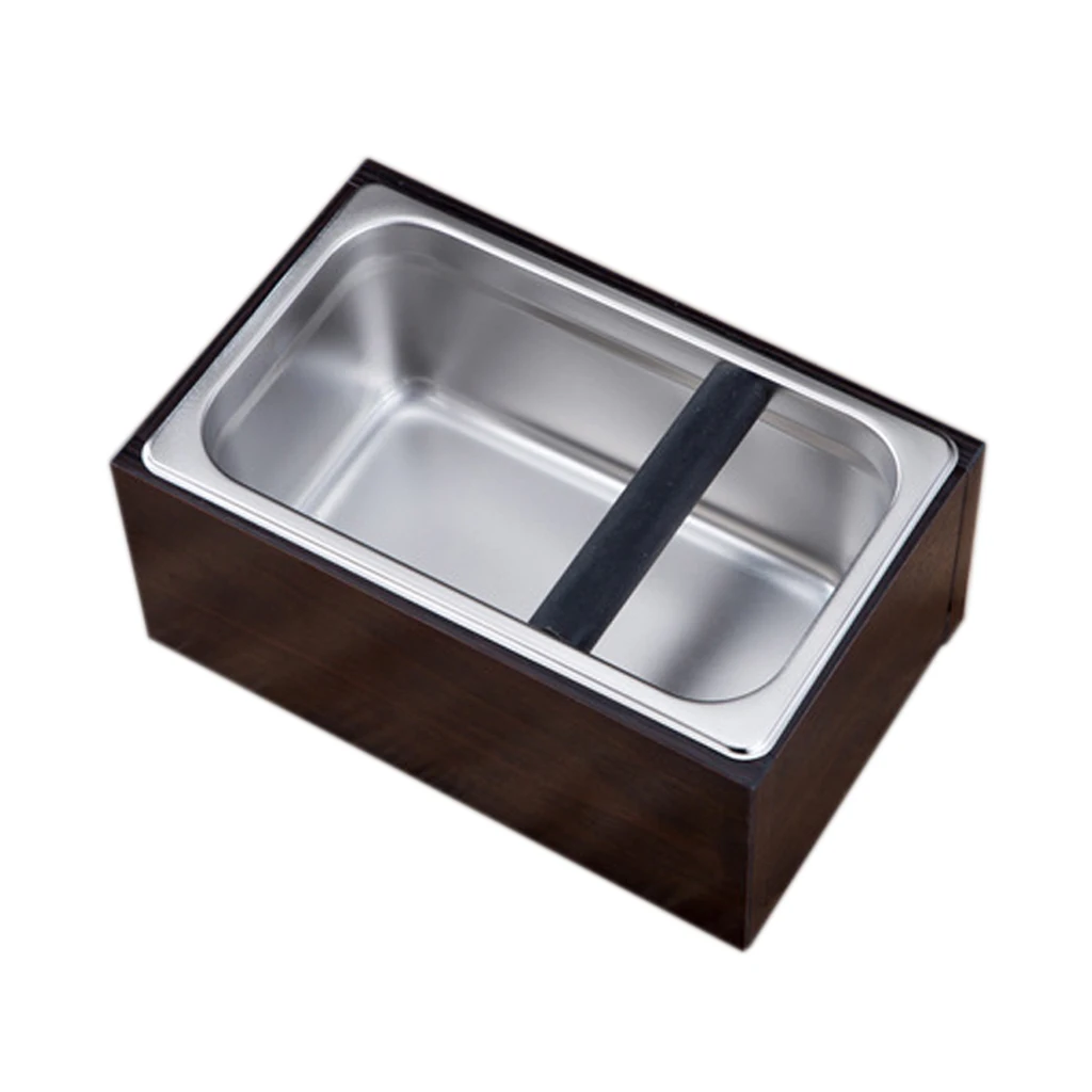 Stainless Steel Coffee Grounds Knock Out Box Espresso Waste Bin Holder
