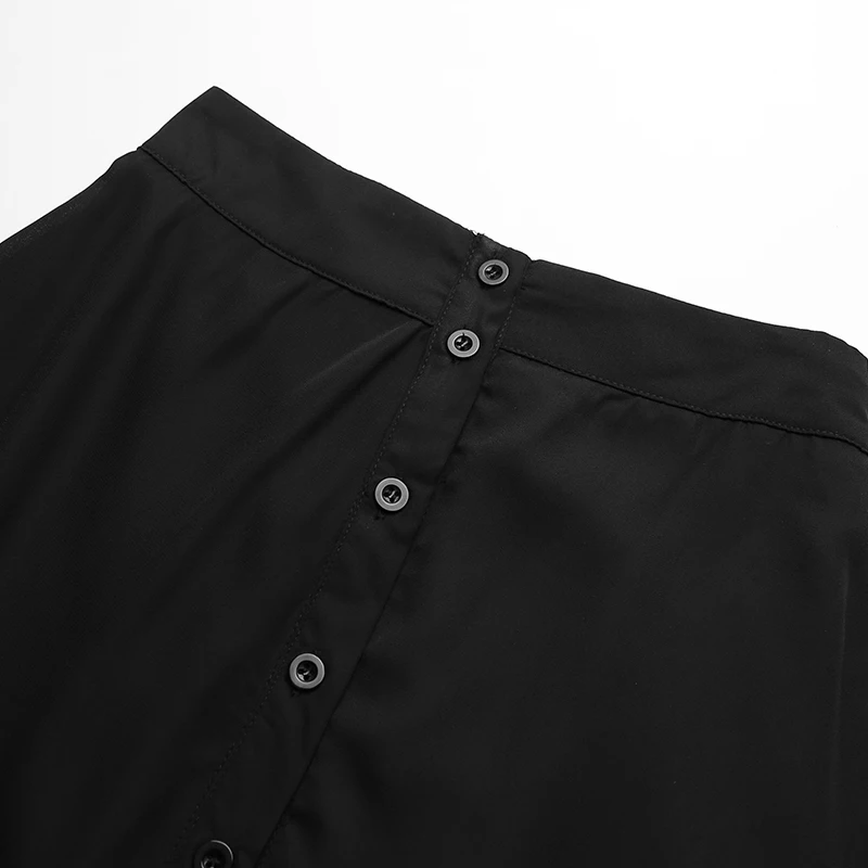 Romacci, Летние Юбки-миди черного цвета, Женская Однотонная юбка трапециевидной формы, эластичная шифоновая юбка на пуговицах с высокой талией, 5XL размера плюс, Женская Saia