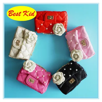

DHL Free Shipping! BestKid Stylish Pearl Flower Shoulder Bags for Childrens Baby Girls Small Leather Purse Kids Mini bag SMT022D