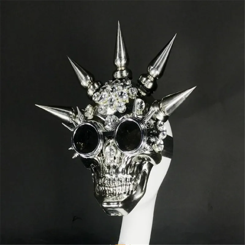 

CC36 Ballroom dancer stage costumes dj Skull mask Halloween party dress clothe robot party performance headwears grimace disco